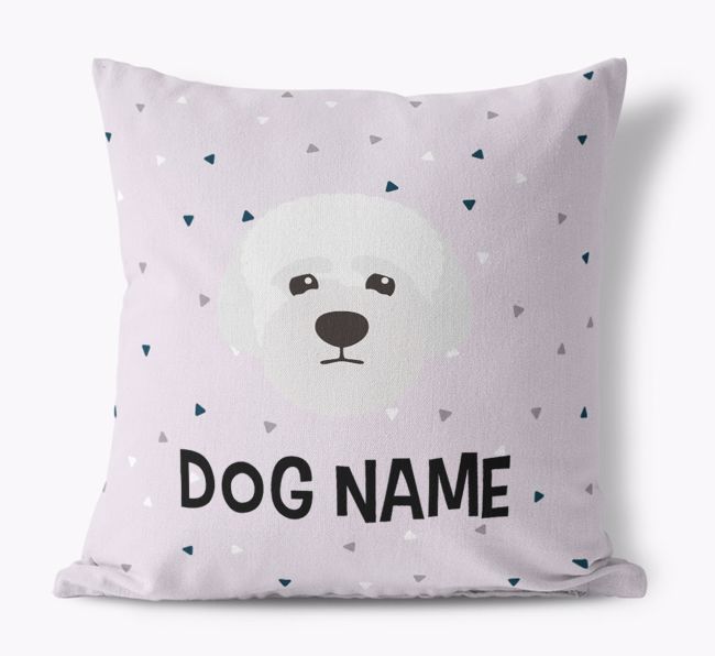 Triangle Pattern with {dogsName}'s Icon: Personalised Canvas Cushion